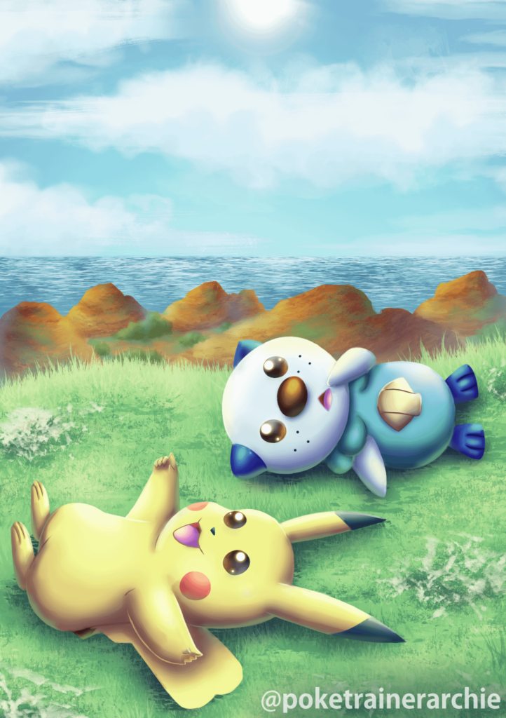 Oshawott and Pikachu in Pokémon Paradise (PMD: Gates to Infinity)