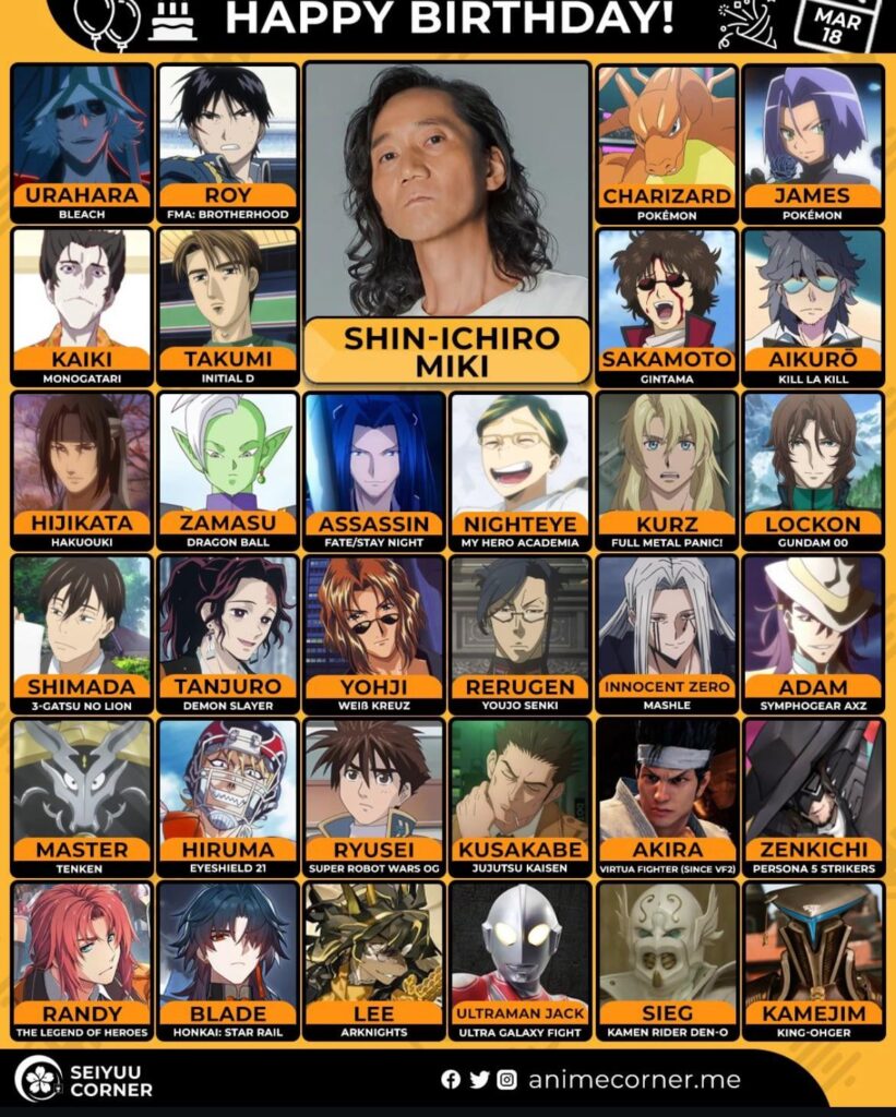 Happy 57th Birthday to Shinichiro Miki! (VA: Charizard/James)