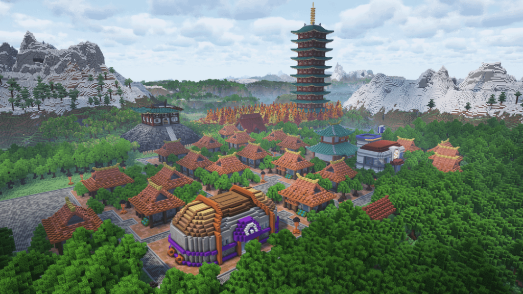 Ecruteak City from the Official Artwork in Minecraft