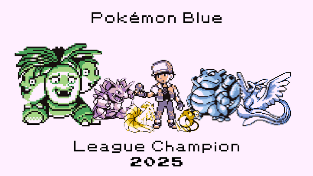 I've started playing again, and have beaten Pokémon Blue! Here's my Team and its Evolution