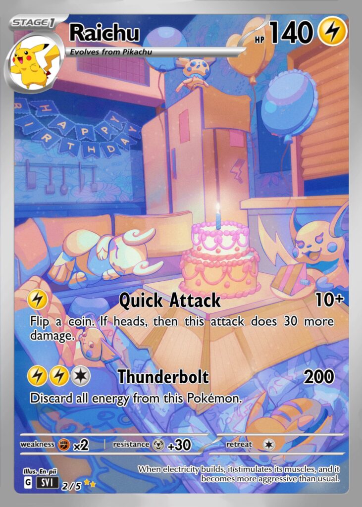 Drew a birthday Raichu card for a commission series