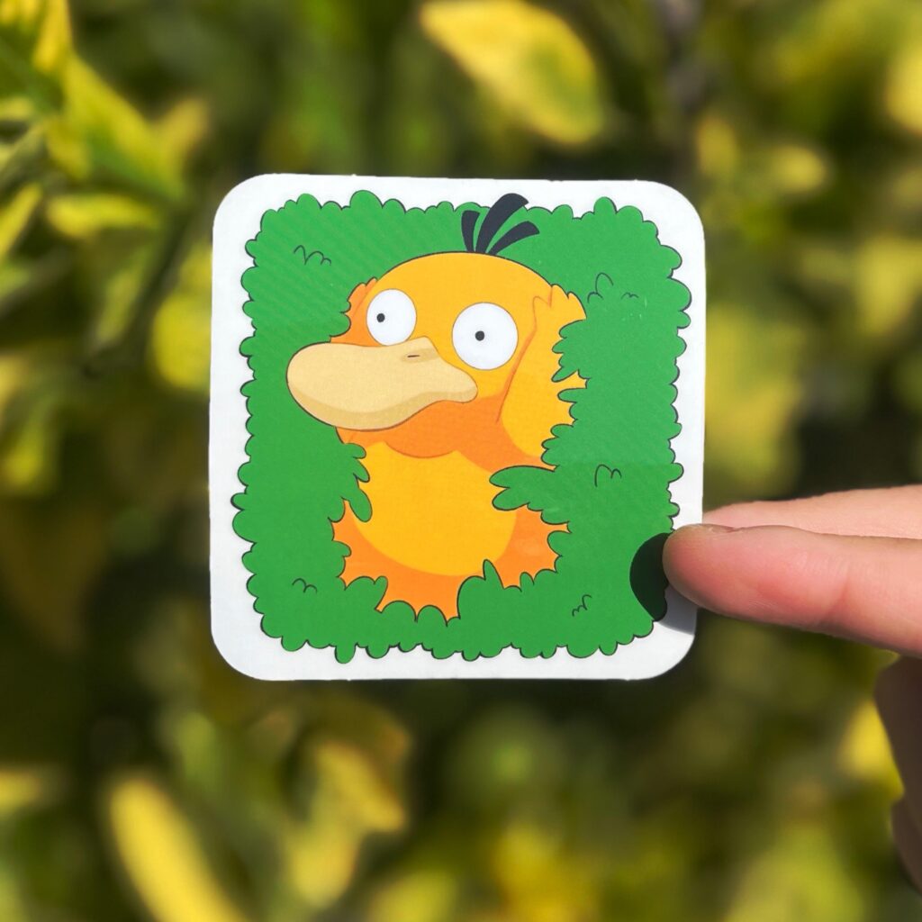 I made some Psyduck stickers! Based on the Homer hedge meme