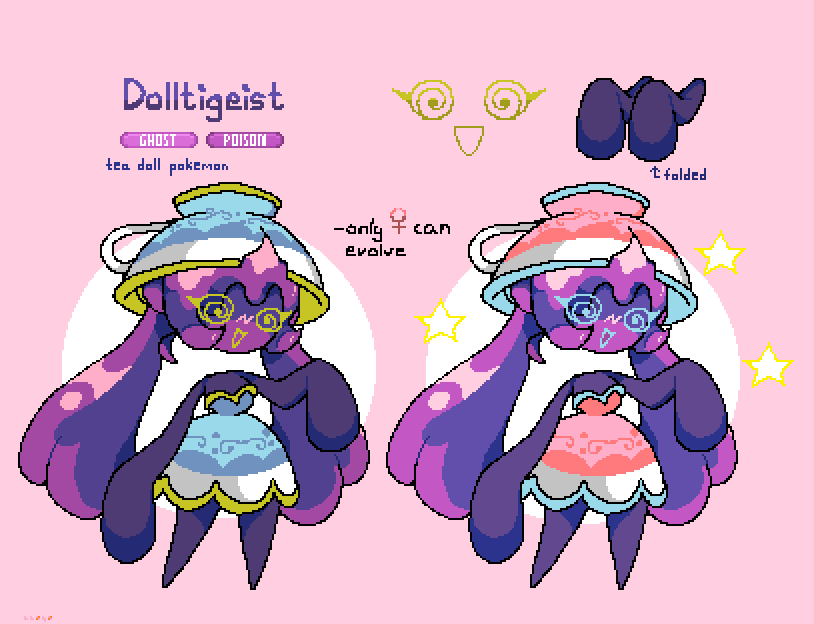 What abilities/moveset would it have? (Old art/OC) - also apologize with the 'only female' thing I completely forgot Sinistea was genderless