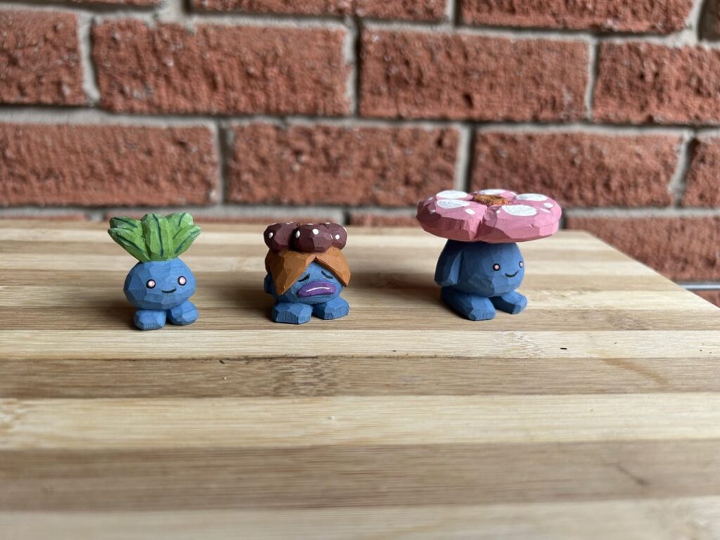 I carved the oddish evolutionary line out of wood