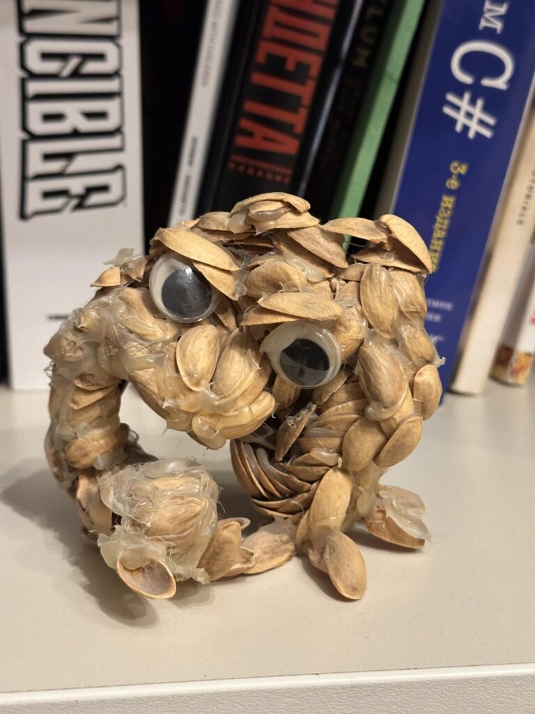 Geodude (sort of) made out of pistachio shells