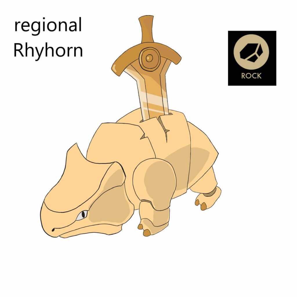 Pokemon [OC] (fakemon fanmade "regional Rhyhorn" "regional Magneton" and "regional Octillery")