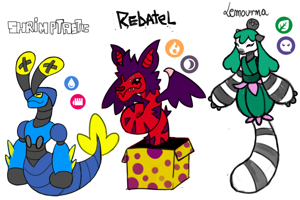 FInal evolutions of starters for a fangame i'm possibly working on!