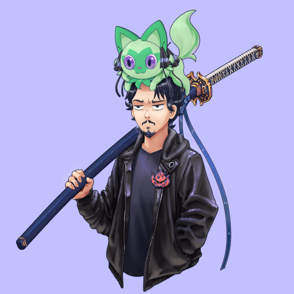 A trainer and his Sprigatito [OC]