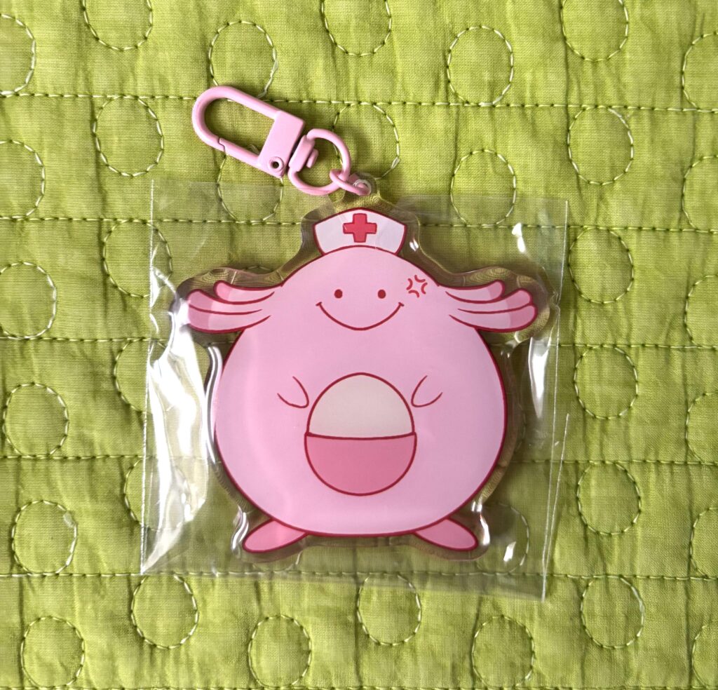 My sister is a nurse. In light of her many delightful encounters she's had with various incredibly friendly patients who definitely didn't give her a hard time, I made this custom keychain for her [OC]