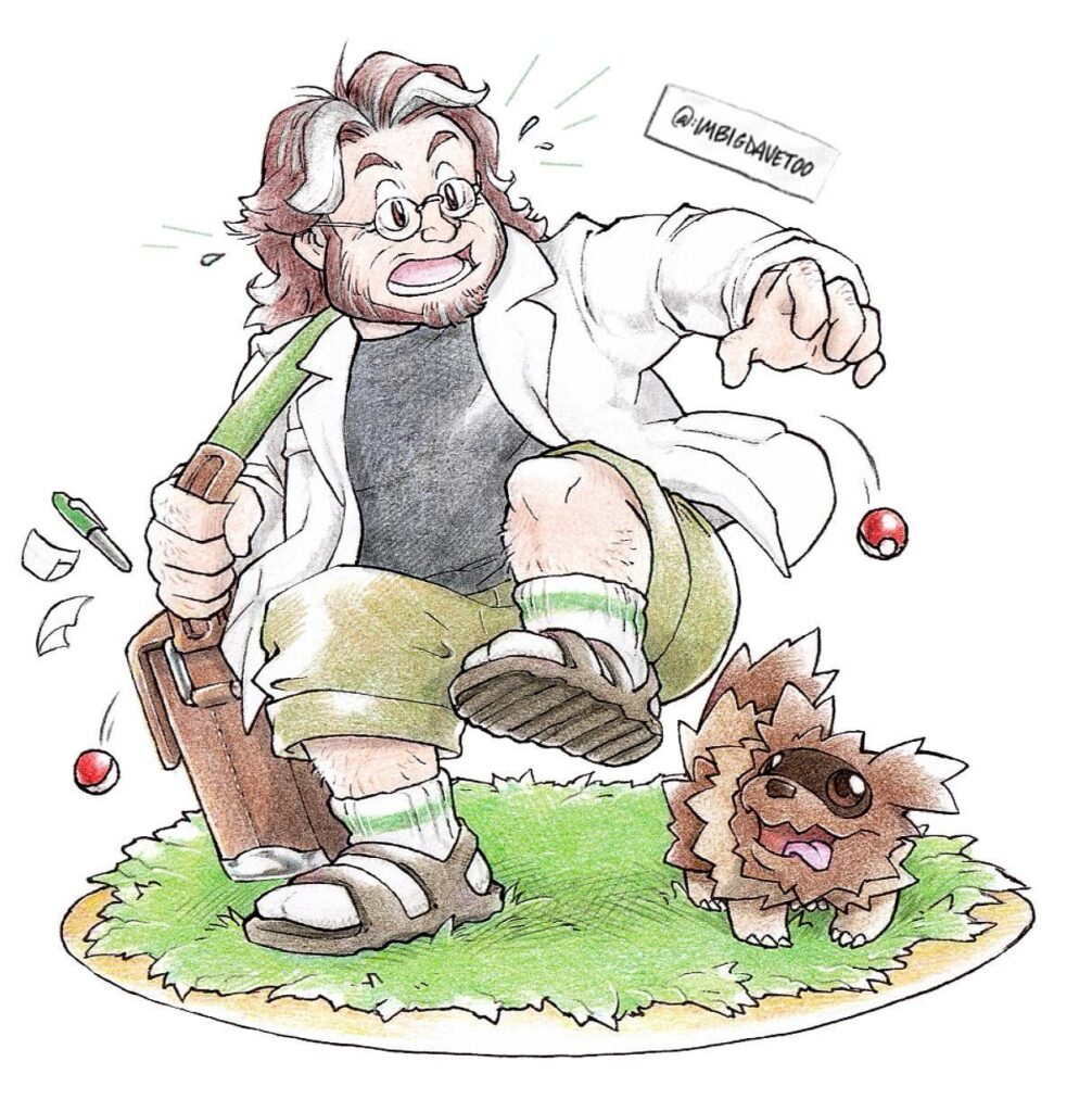 Emerald version is 20 years old this year, so I’m drawing the characters 20 years later!Here’s Prof. Birch, showing that some things never change. [OC]