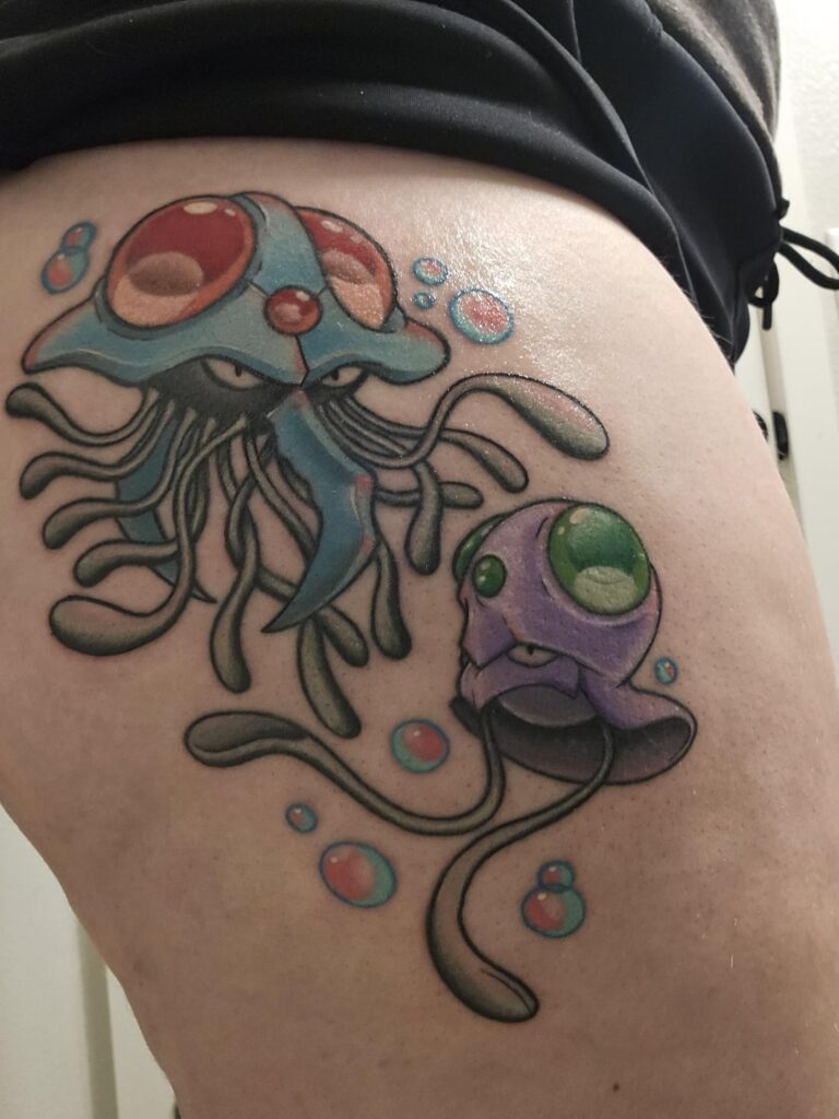 Wanted to share my new tentacool and tentacruel tattoo with people who would enjoy it!