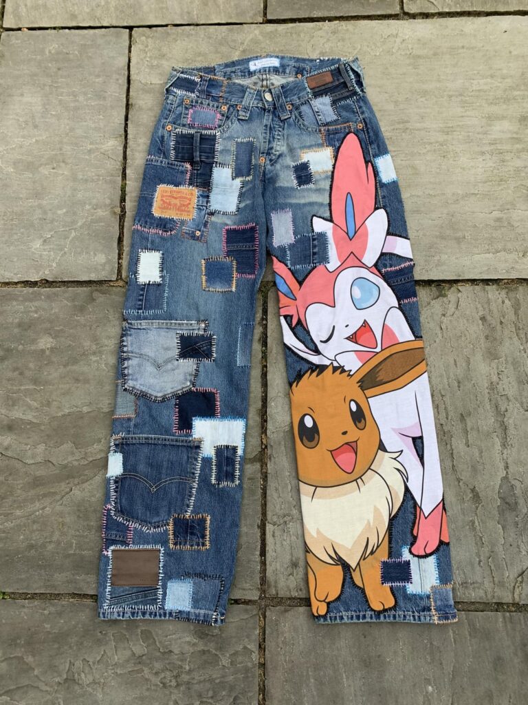 eevee and sylveon patchwork jeans! [OC]