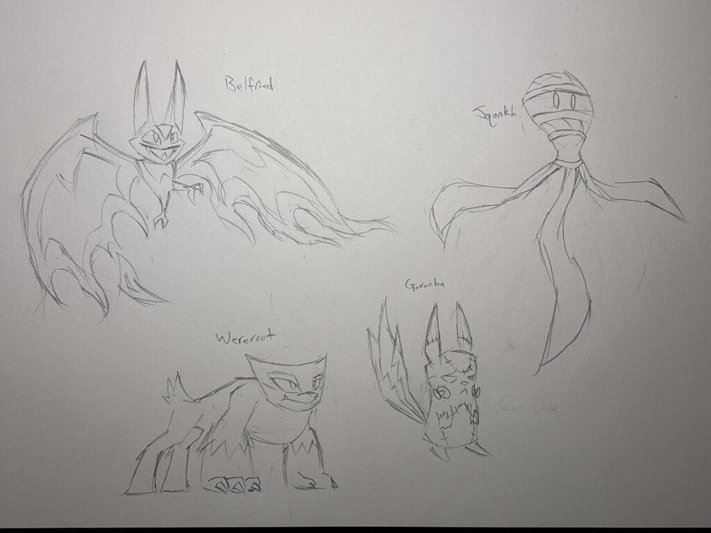 Classic horror-themed starters and Pikaclone