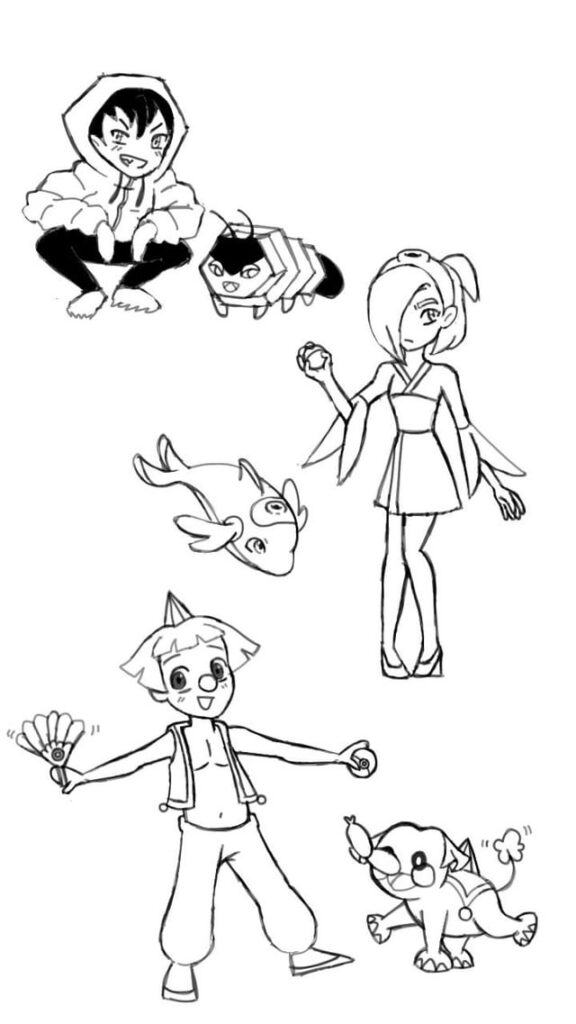 I drew my Fakemon as humans