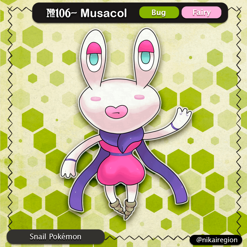 Strange Bug Pokémon - Bug/Fairy Fakemon - Snail Yokai Pokemon Japanese Region - @nikairegion