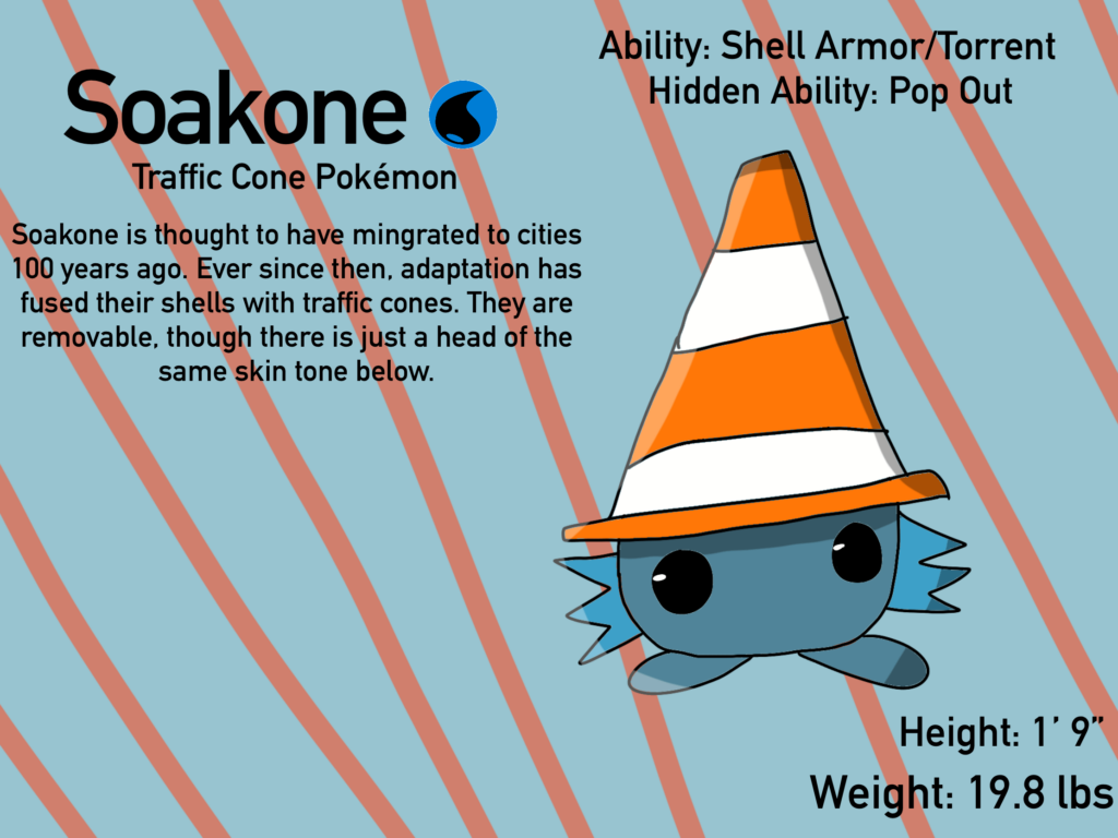 Soakone - The Traffic Cone Pokémon (By Me, Bryson Frye)