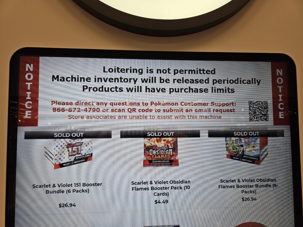 Pokémon Machine at my store enforcing limits now