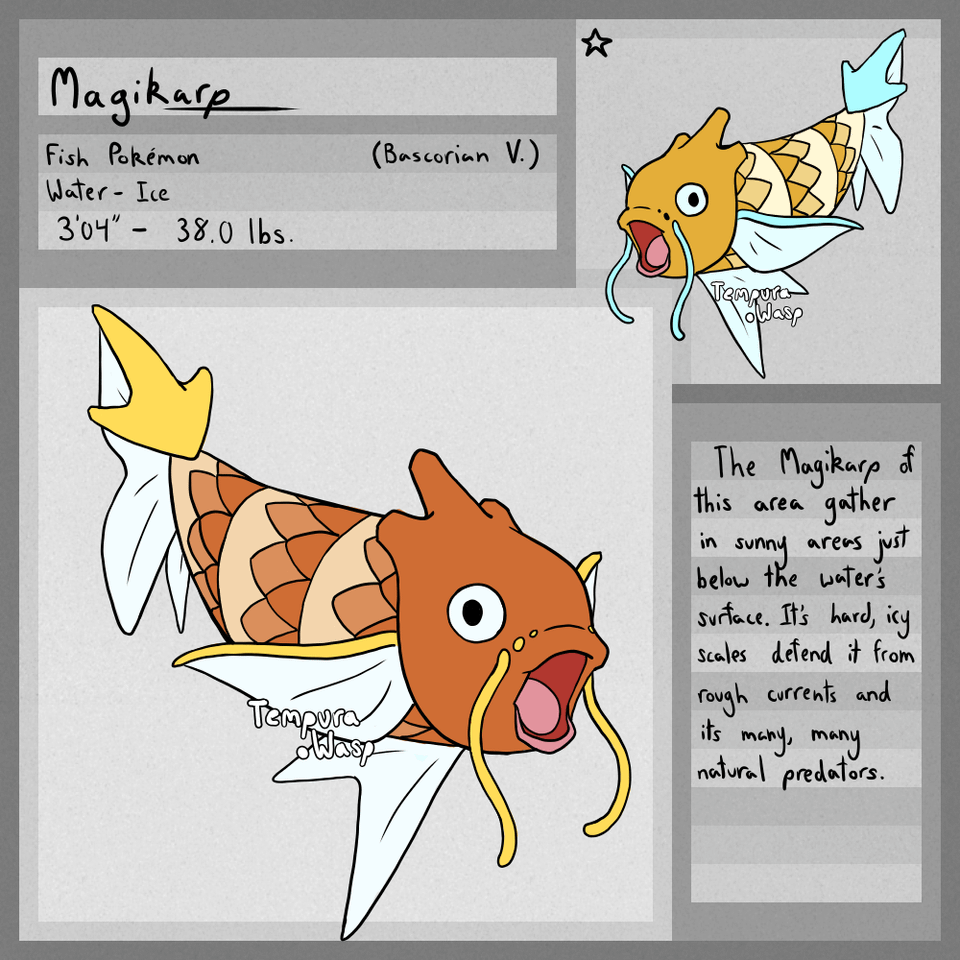 Regional Magikarp and two Gyarados forms