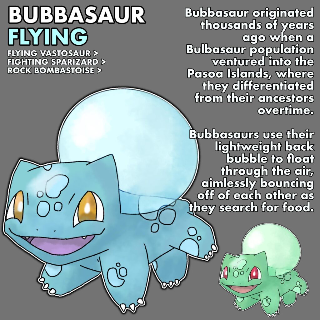 Bubbasaur - A close flying relative to Bulbasaur
