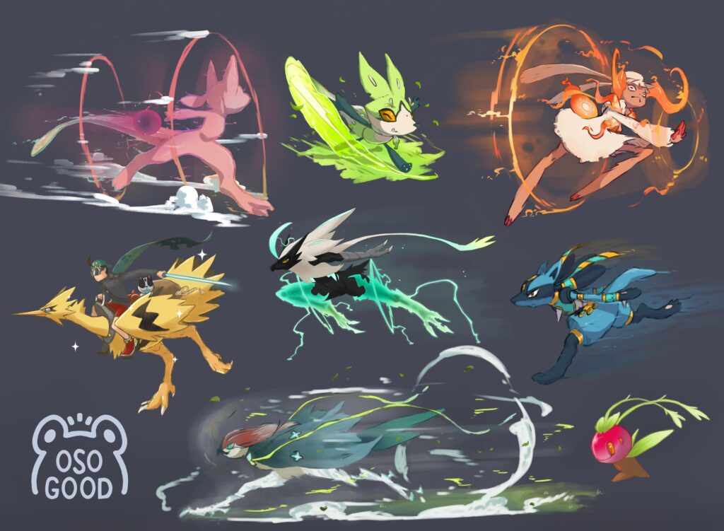 Recent fakemon and Pokemon running poses.