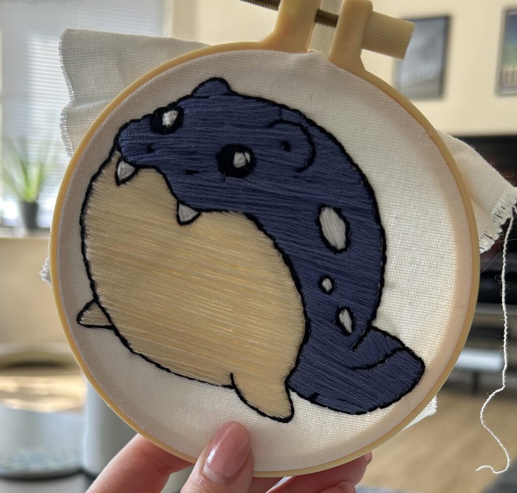 My girlfriend recently picked up embroidery and she made me a Spheal, please tell her she did a great job!