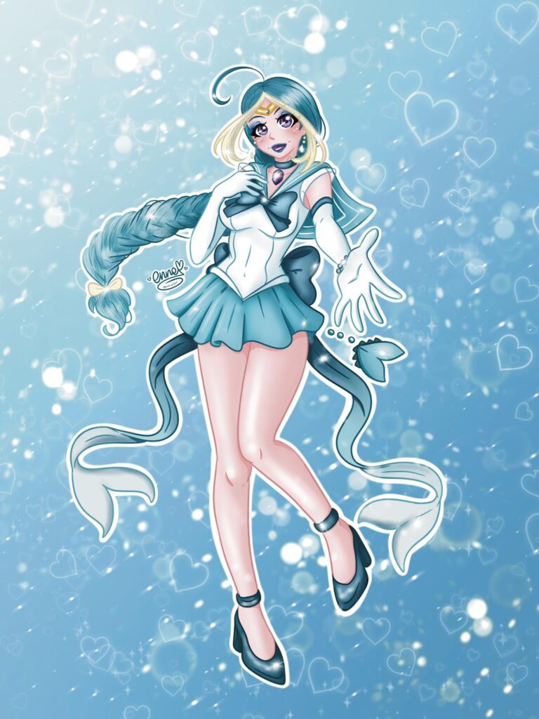 Sailor Vaporeon joins the Sailor Eevees!💙 [OC]