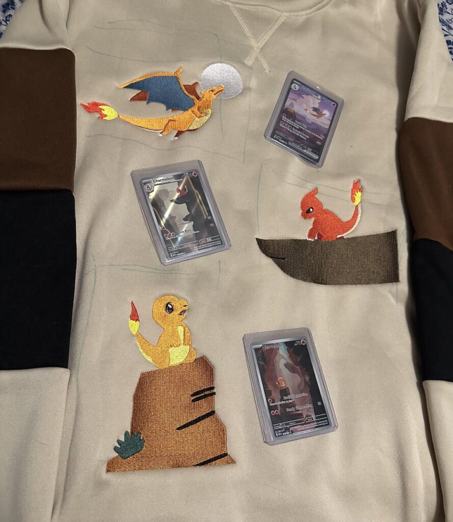 [WIP] I love these artworks so much I had my fiancée embroider them on a sweater!