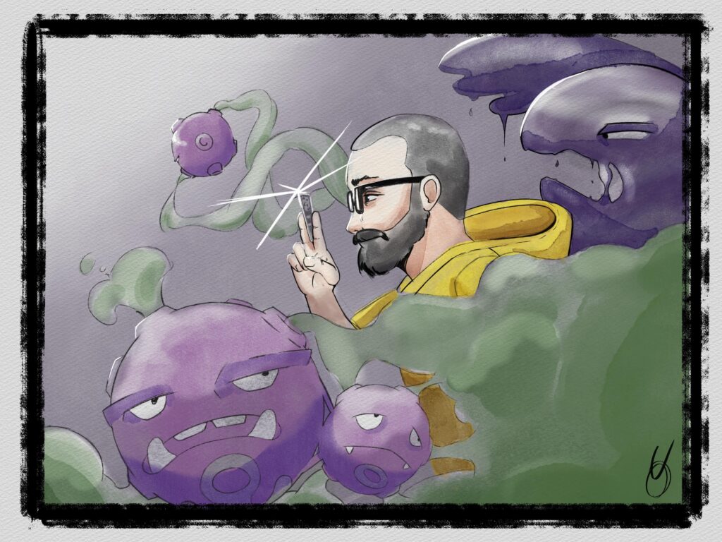When the game was first released, this deck was a lifesaver against MewtwoEX. So I decided to paint a little fanart of it! (Koga was too cool to be in the pic, sorry couldn't convince him.)