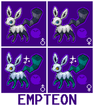 My take on a Ghost type Eeveelution and the art I found that was so close to my vision that I credit it with all my inspiration. I don't know who the artist is.