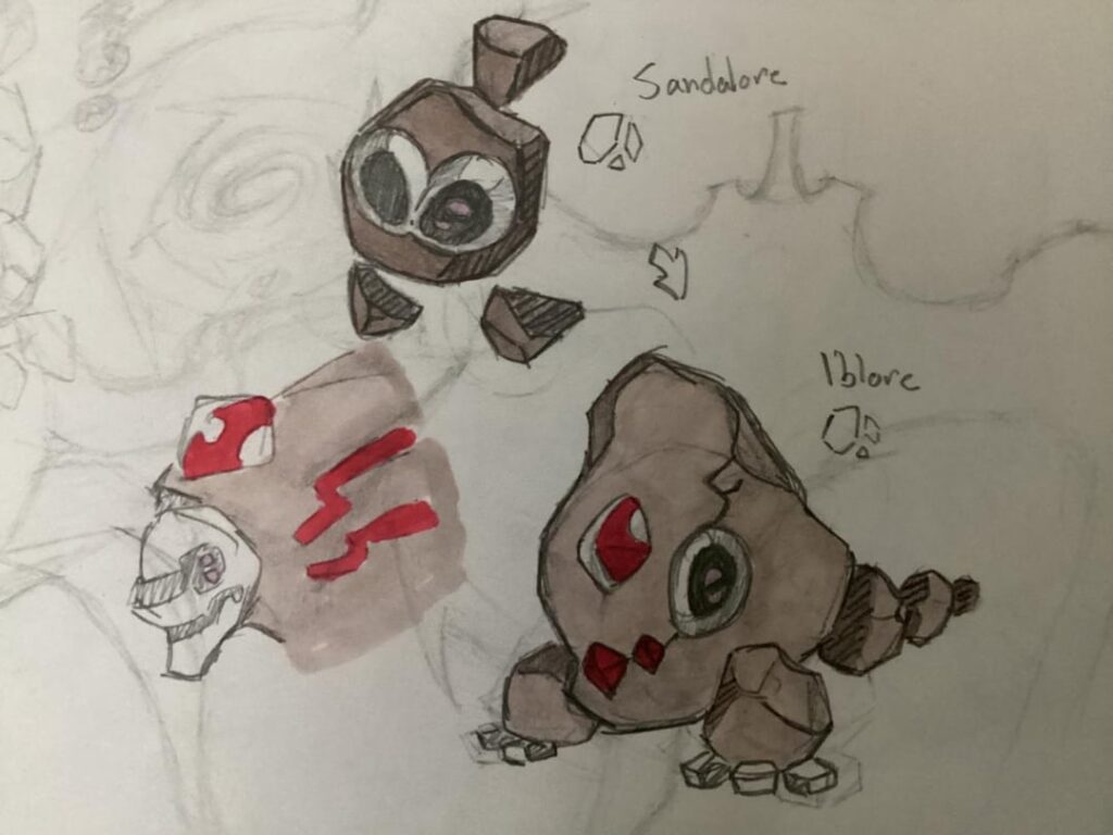 Hidden in the grass of Dremaya lurks a Pokémon that does not seem to hail from this world…meet the regional rocks Sandalore, Iblore, and Zeruelore ! All pure Rock !