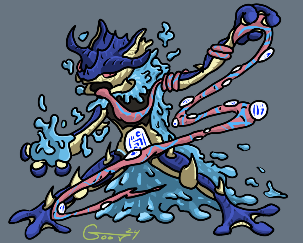 Avalore Fakemon: Avalorian Greninja - based off the DnD Warlock class (Goorshroom)