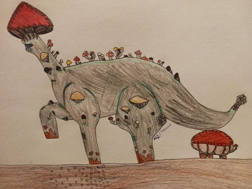 Would my fungus dinosaurs make good fakemon? If so what type would they be? And what would there names be?