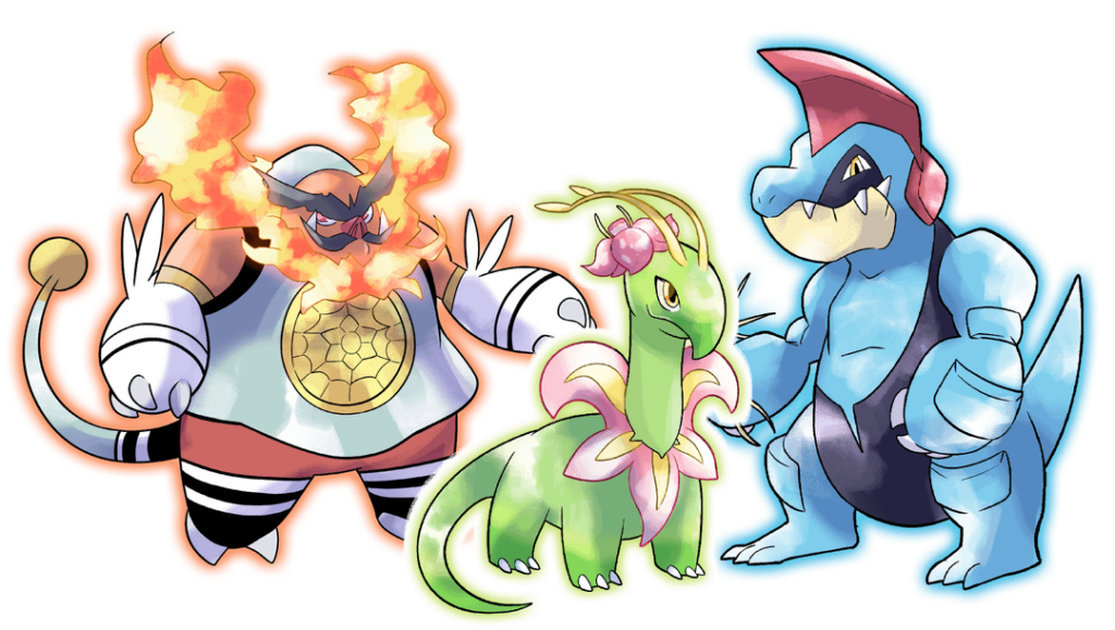 My Z-A starters Kalosian/Mega forms (commission).