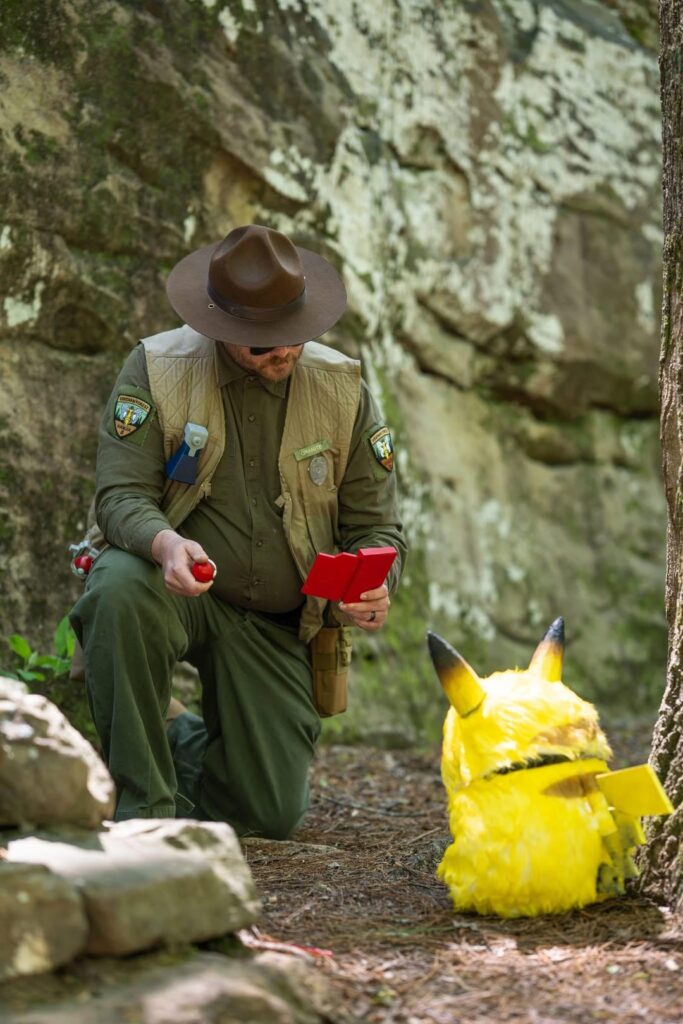 My Viridian Forest Ranger cosplay w/ animatronic Pikachu (OC)