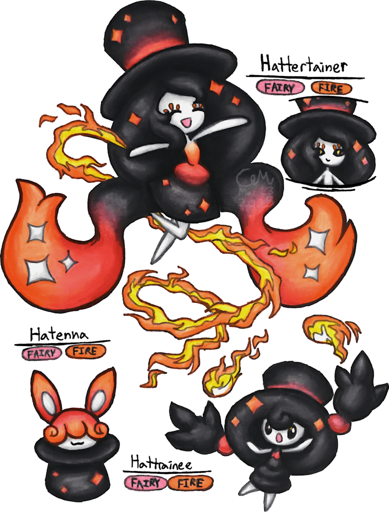 Hattenna, Hattrainee, and Hattertainer (Hatterene Regional Variant)
