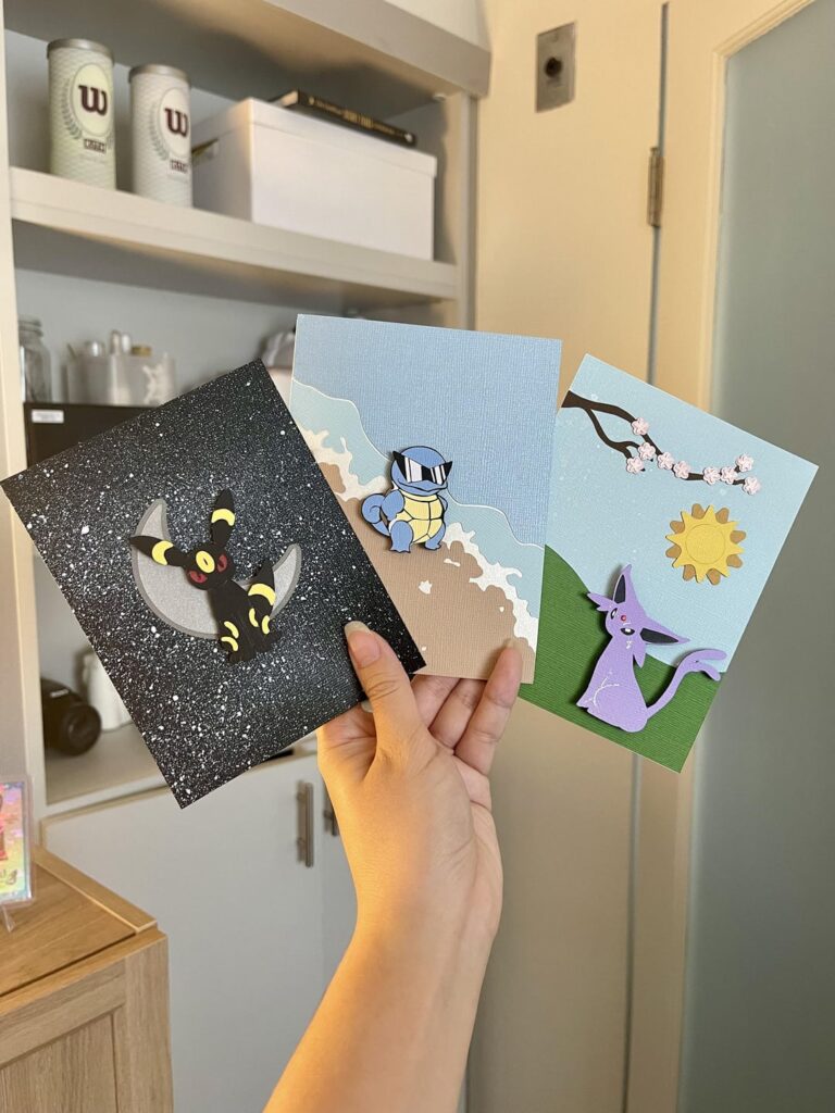 Handmade cards - Espeon, Squirtle, & Umbreon