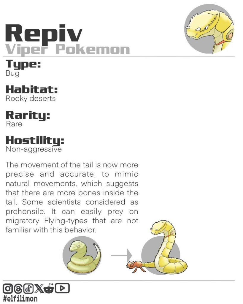 I’ve switch the normal vs shiny of the Bug-type Ekans to fit the evolution