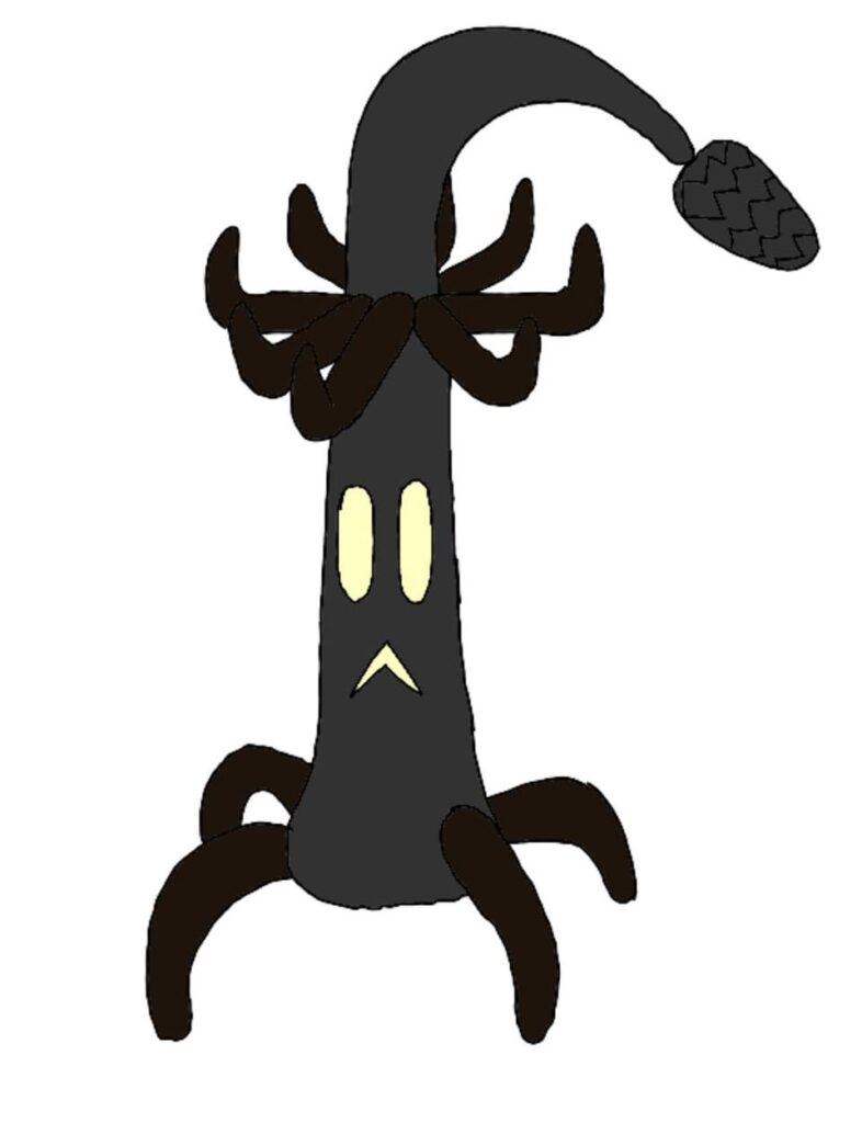 Fakémon I made, Fakémon my brother redrew, mega Fakémon I made based on brother’s drawing