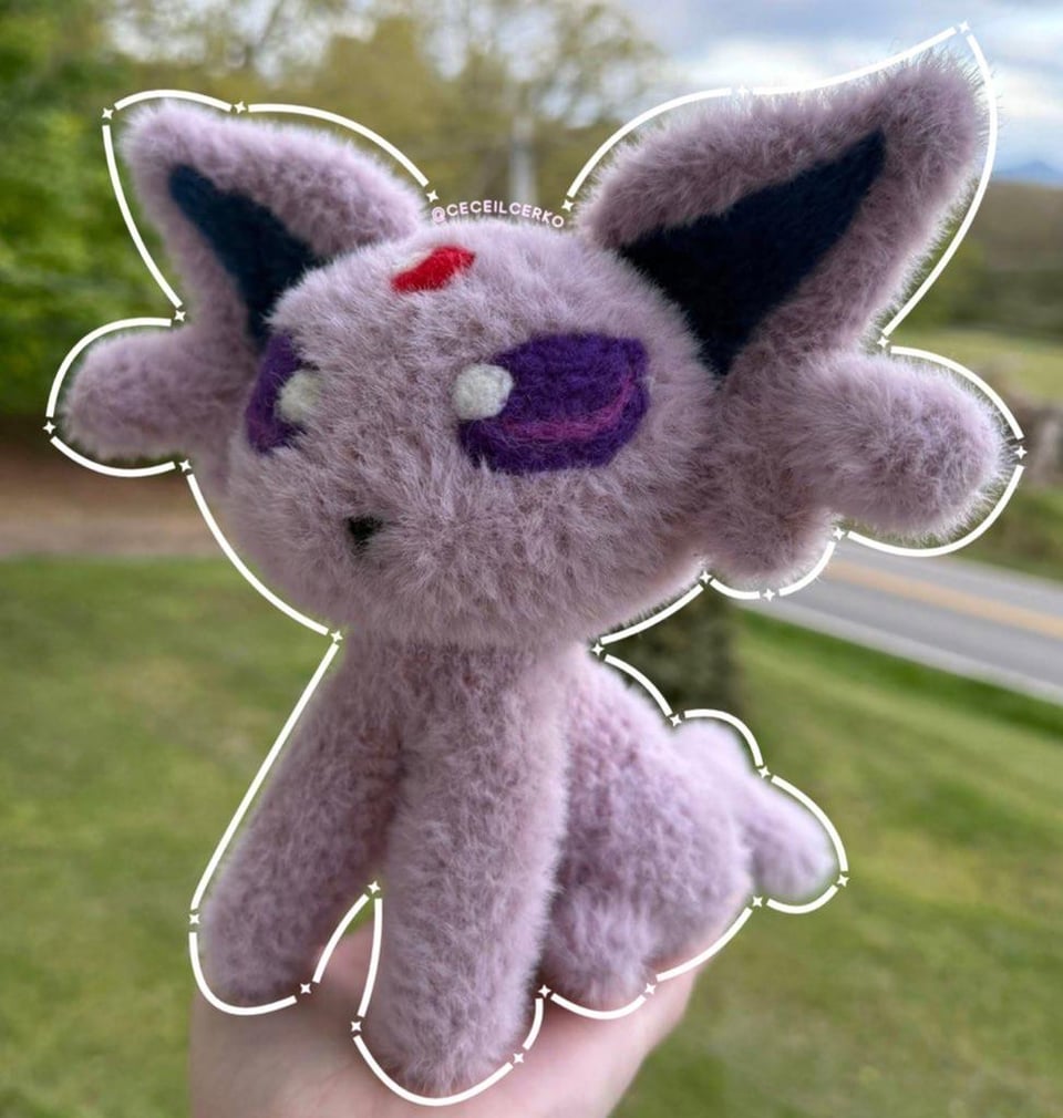 Completed crochet Espeon!