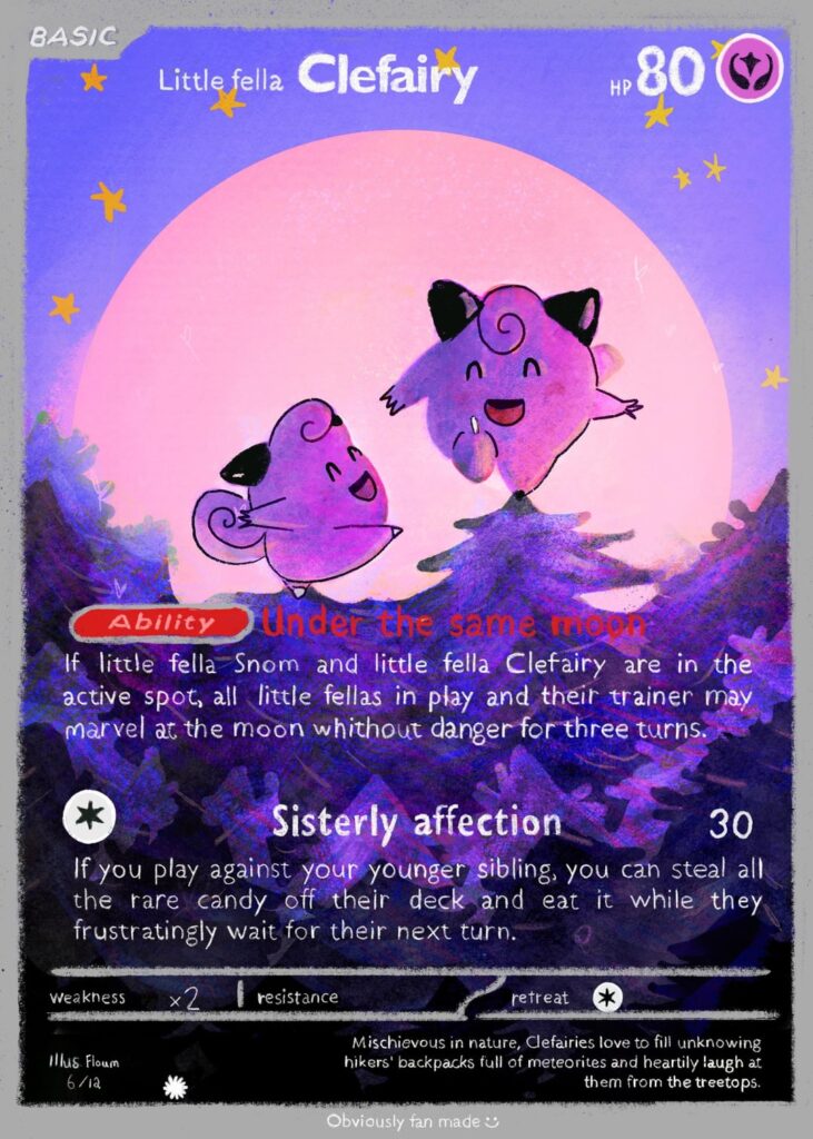 Making my own Pokémon card set, the little fellas set : Clefairy 6/12