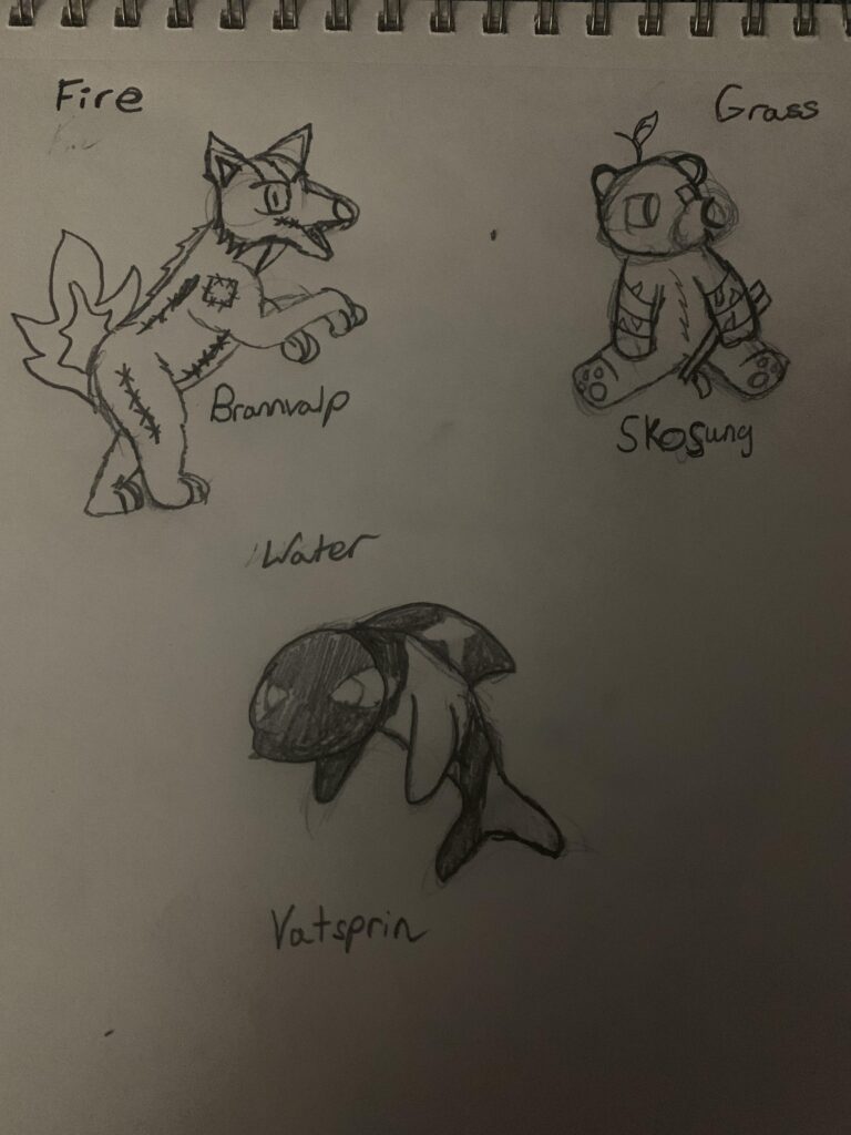 My fakemon starters for my own fanregion