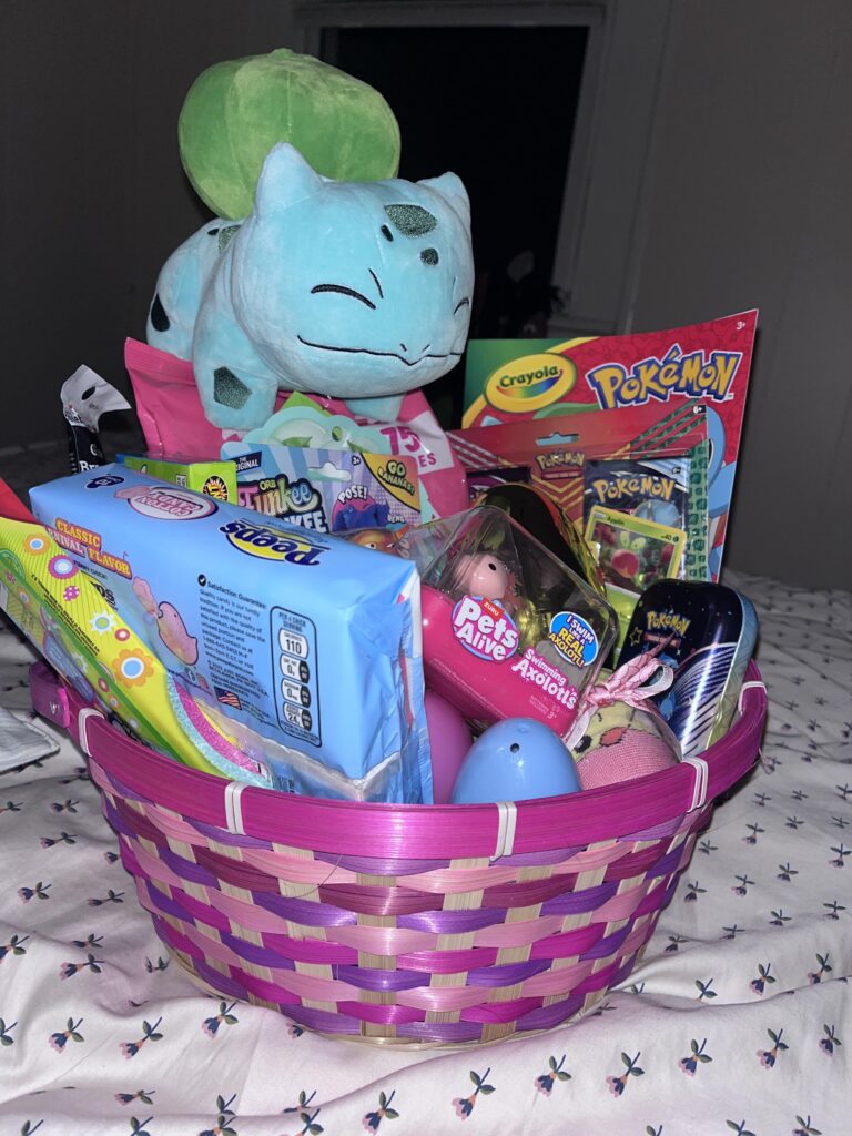 My daughter is with her mom but I get her tomorrow and excited about her Easter basket I think I did pretty good