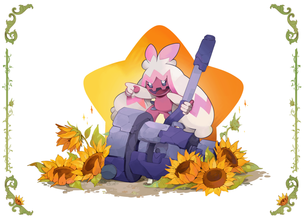 A recent commission I did — it was so much fun to work on it and to mix the two things I love drawing the most: Pokémon and plants. <3