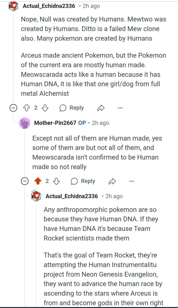 What Do You Think About the Idea That All Anthropomorphic Pokémon Are Human-Made?