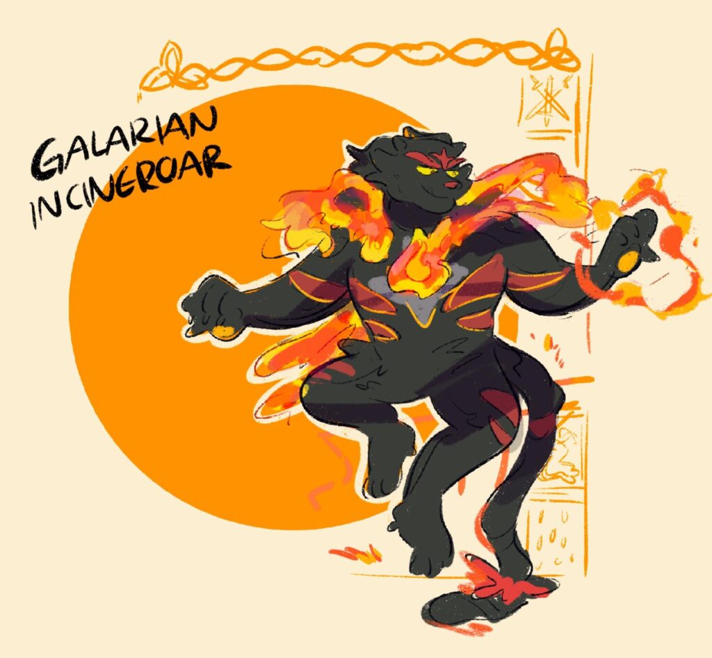 [OC] cat síth inspired galarian incineroar!