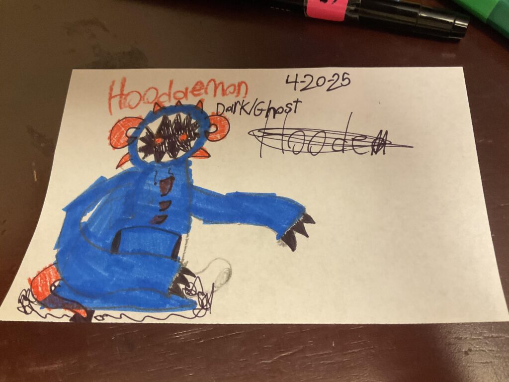 Meet Hoodaemon! A Dark/Ghost type Hoodie Pokémon!
