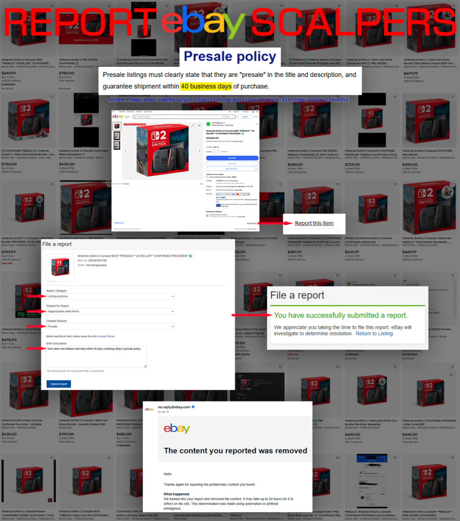 Reminder to Report eBay Scalpers