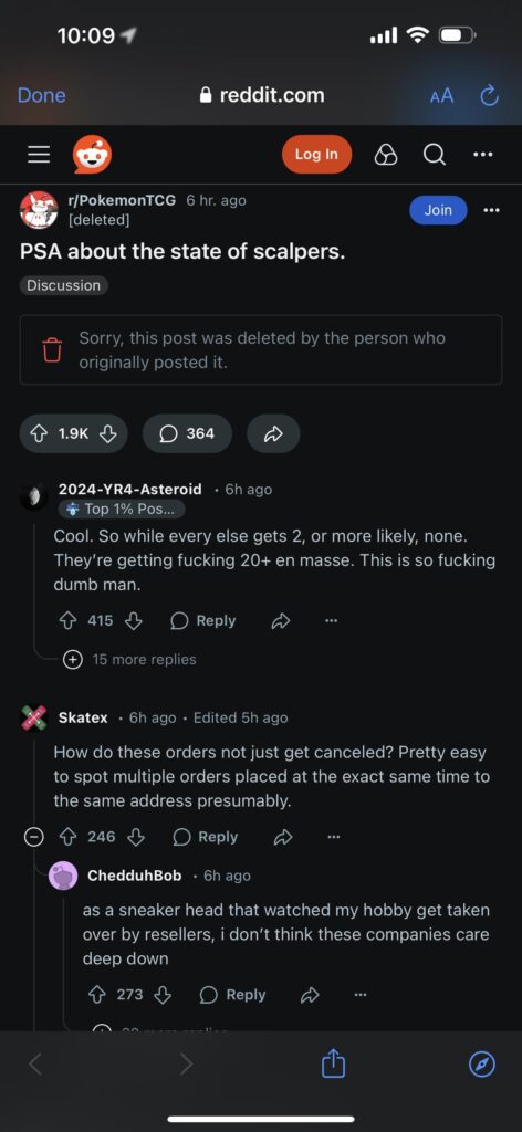 Why delete that post that had 2,000 upvotes? About the bots scalping PC