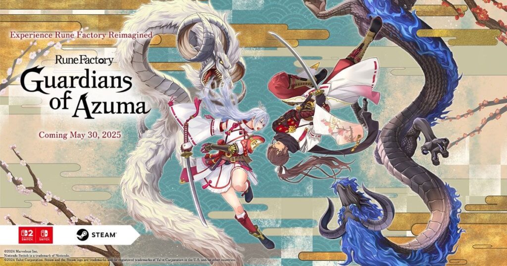 Rune Factory: Guardians of Azuma for Nintendo Switch (and PC) has been delayed a week to coincide with the Switch 2 launch. Now releasing 2025-06-05 on all platforms.