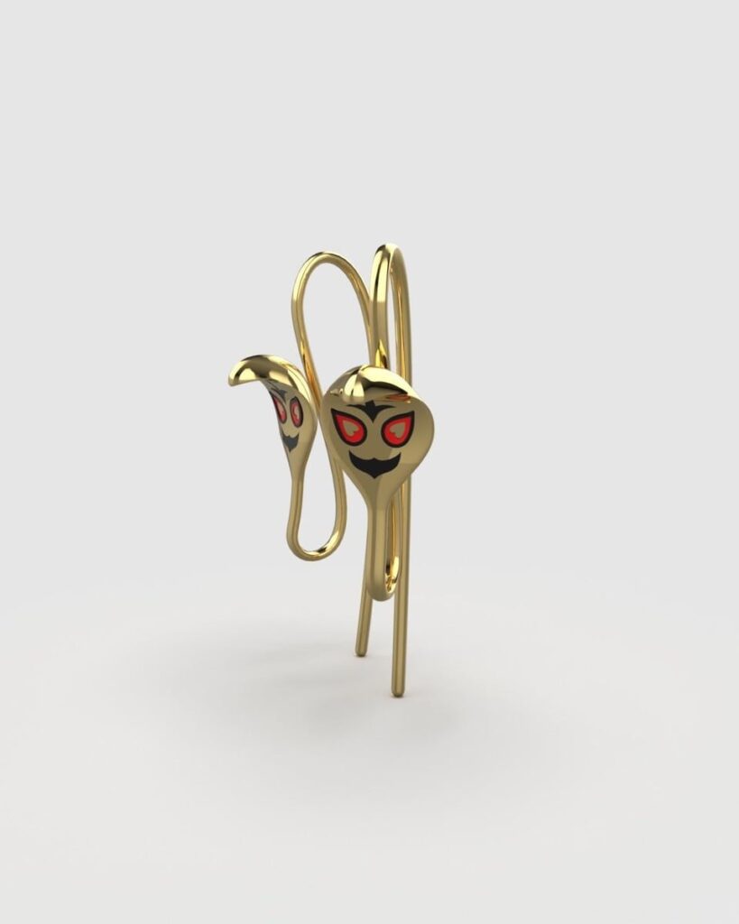 Arbok earrings I made based on cards I got from Tcgp